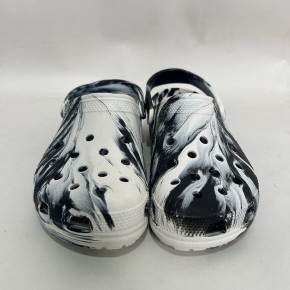 Crocs Classic Clog Slip-On “Marbled White Black” - Picture 2 of 6